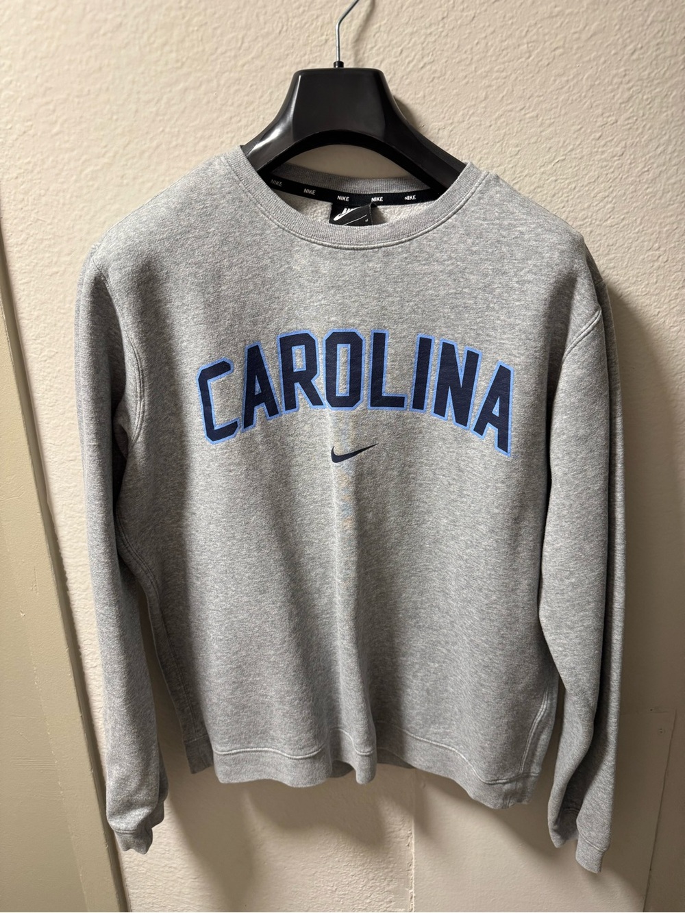 Nike Grey Crewneck Sweatshirt with Blue Carolina Lettering
